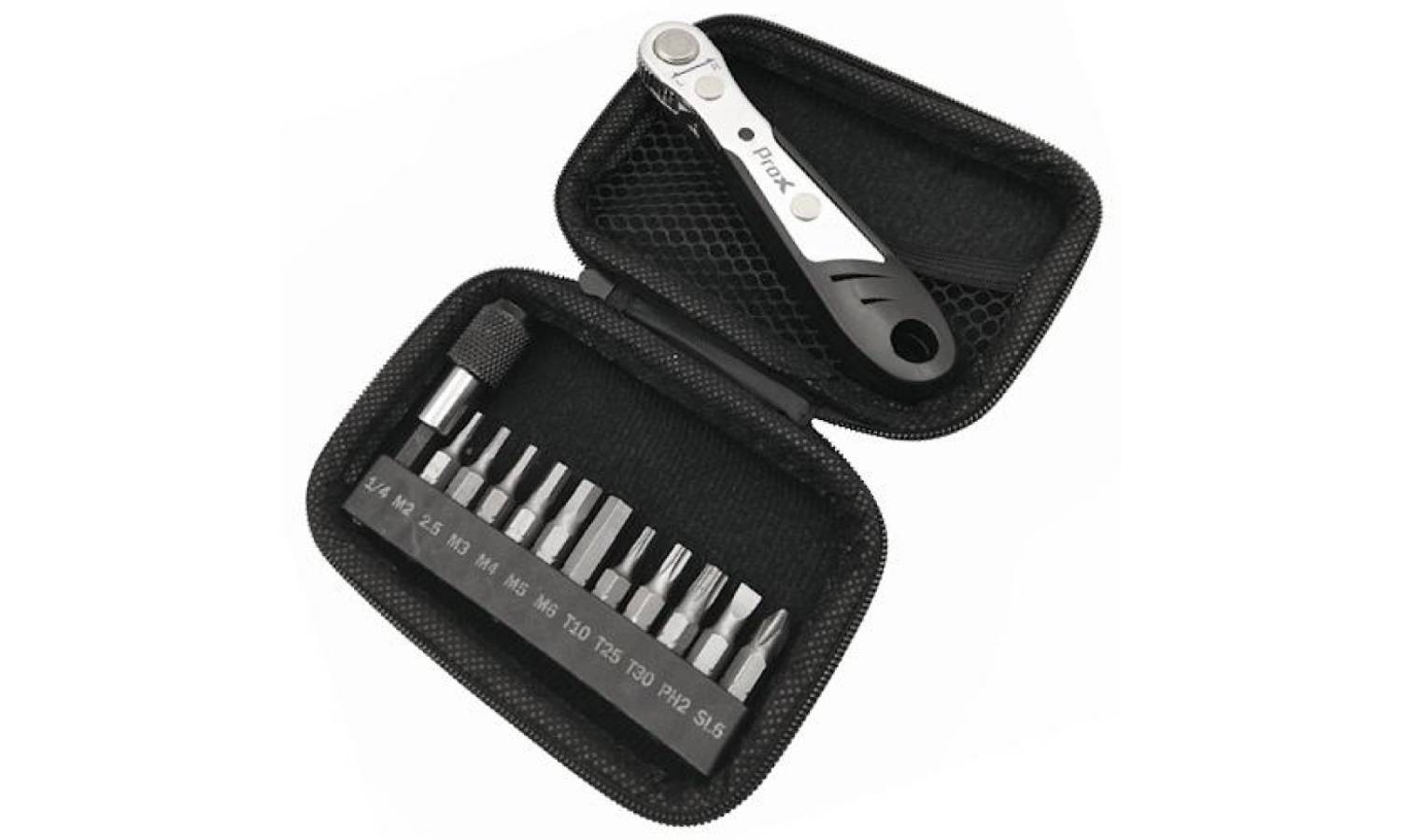 Ключ трещітка ProX KIT-17, 110мм з бітами 2