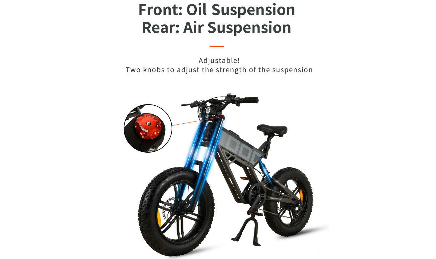 Електровелосипед фетбайк KUGOO T-01, (500 Вт; 13 Ah; 48 В) 20х4", чорний 5 Електровелосипед фетбайк KUGOO T-01, (500 Вт; 13 Ah; 48 В) 20х4", чорний 5