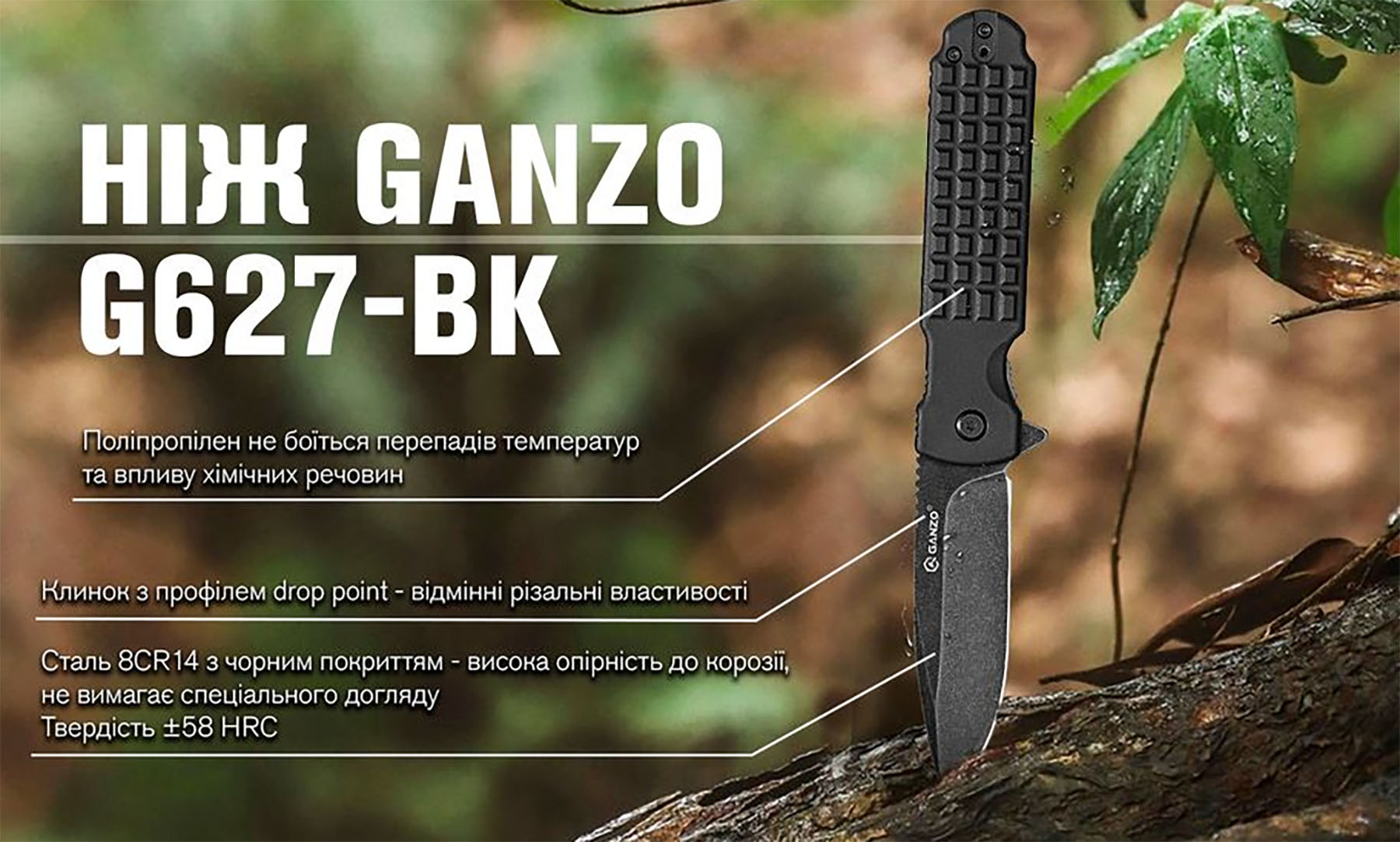 Нож складной Ganzo G627-BK черный 3