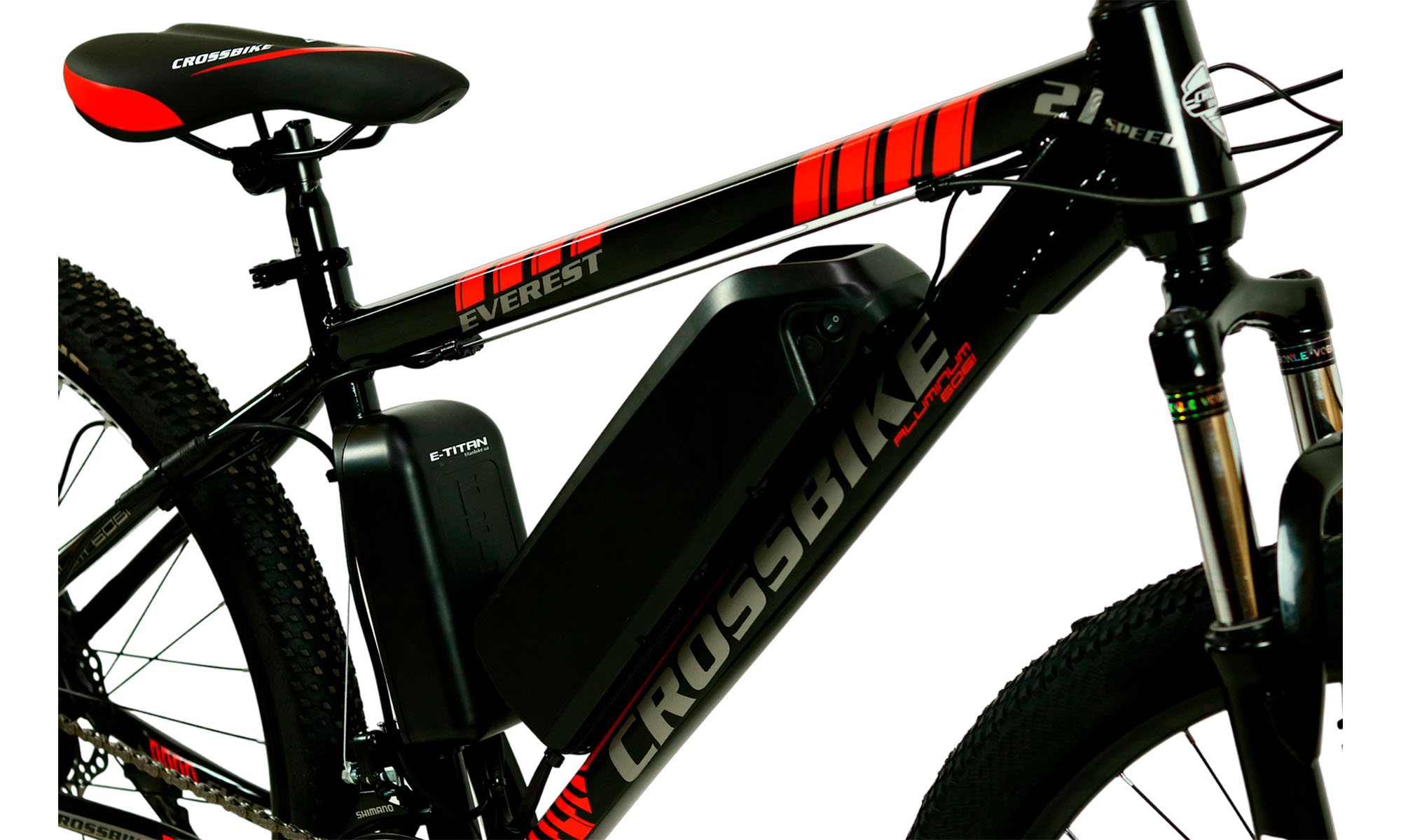 Електровелосипед CrossBike Everest 27.5", розмір L, рама 17", 2022, Чорний-Червоний 2