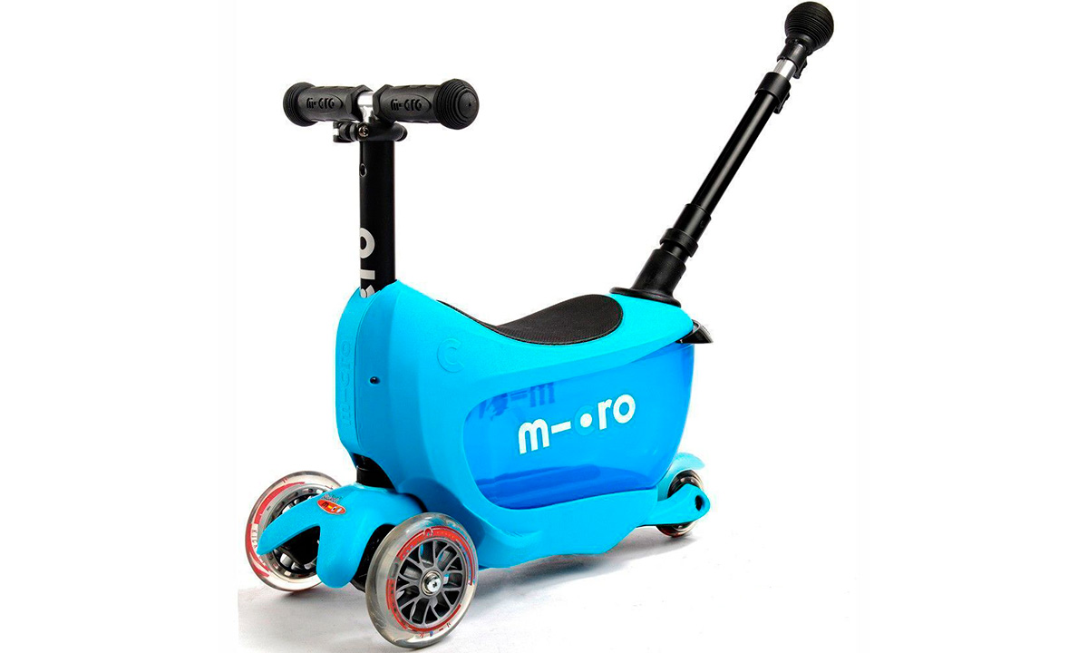 Самокат дитячий з ручкою Mini Micro 2go Deluxe Plus Синій 3