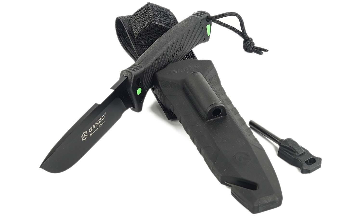 Ніж Ganzo G8012V2-BK чорний (G8012V2-BK) з паракордом 5