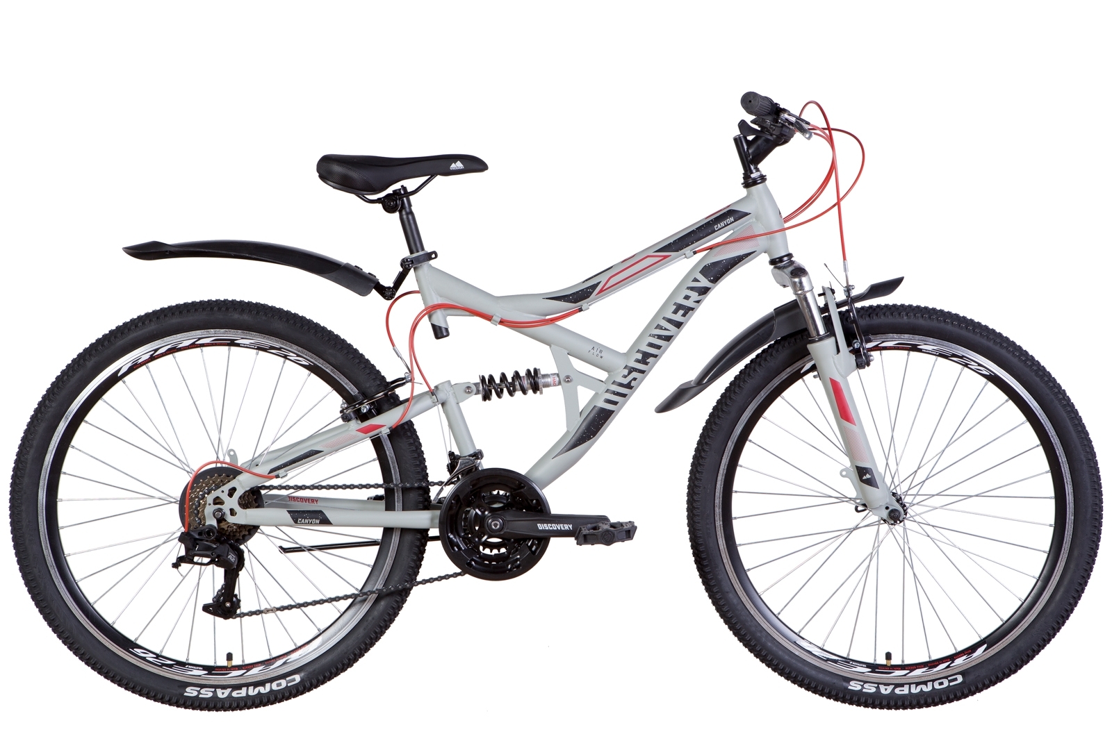 Фотография Велосипед Discovery CANYON AM2 Vbr 26" размер М рама 17,5" 2022 Серо-черный