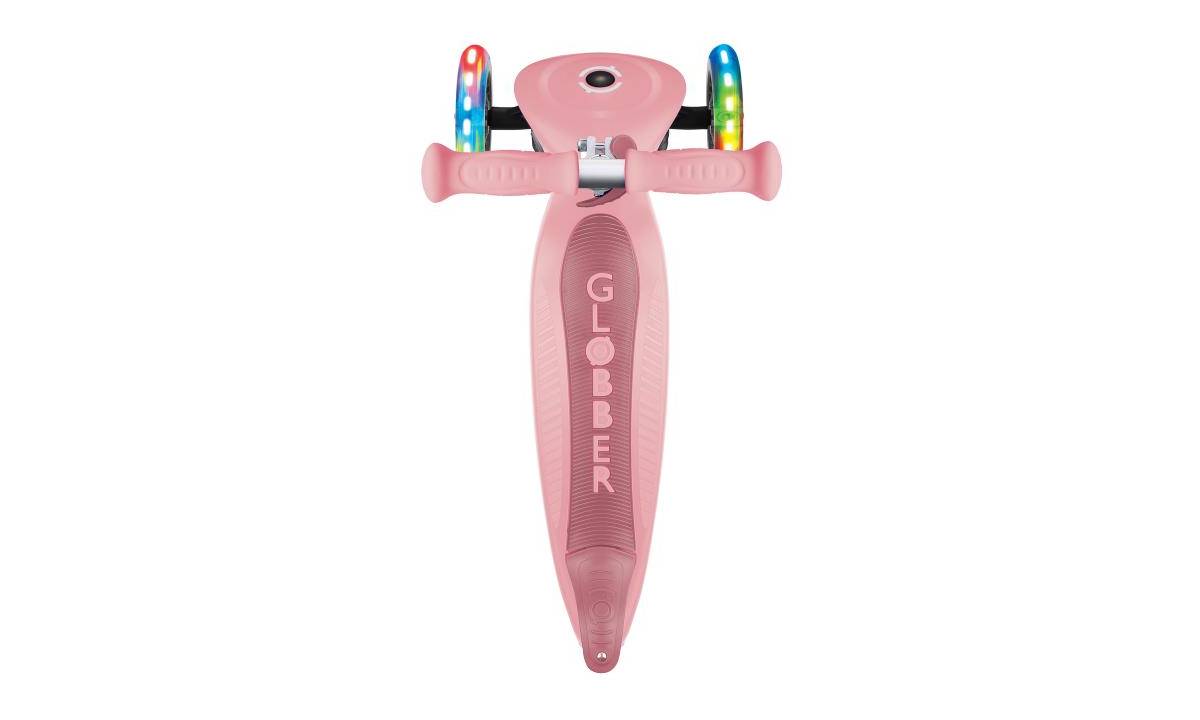 Самокат GLOBBER PRIMO FOLDABLE LIGHTS, пастельно-розовый, колеса с подсветкой, 3+ 7