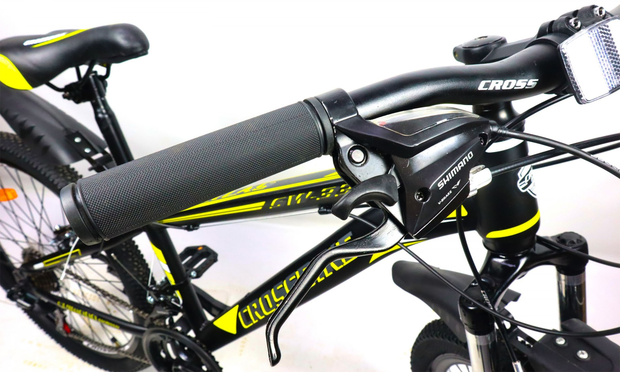 Велосипед CrossBike Atlas 24", размер XXS, рама 12", 2021, Черный-Неоновый желтый 4