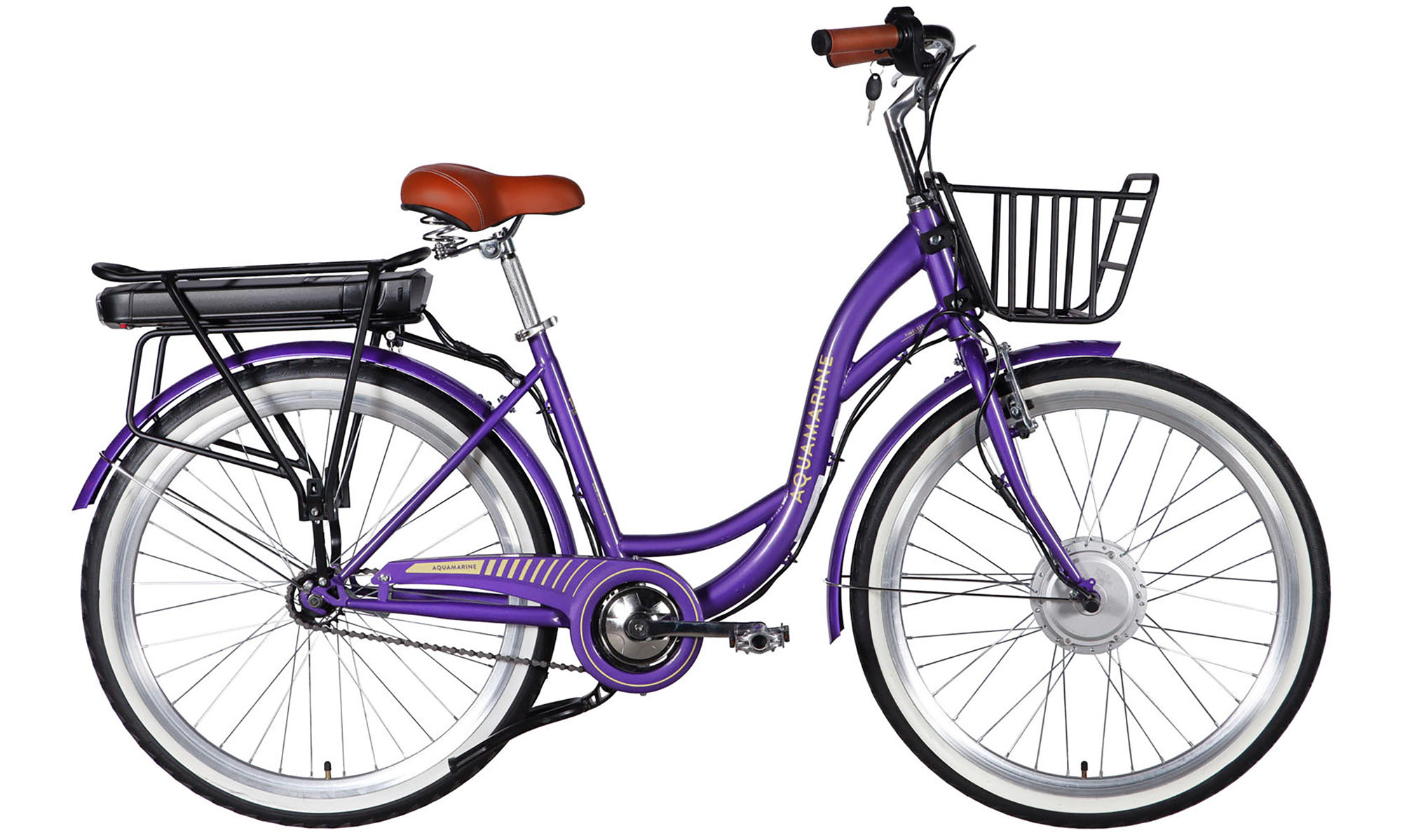 Велосипед с электроприводом Dorozhnik eAQUAMARINE BH 26", размер M, рама-17", 36B, 13А*ч, 500Вт, год 2026, фиолетовый с корзиной Велосипед с электроприводом Dorozhnik eAQUAMARINE BH 26", размер M, рама-17", 36B, 13А*ч, 500Вт, год 2026, фиолетовый с корзиной