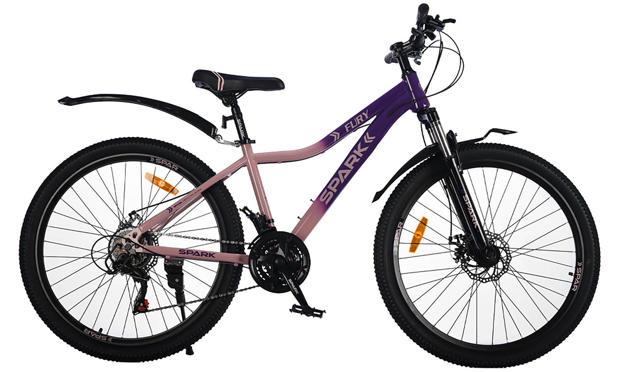 Велосипед SPARK FURY 26", размер S, рама 15", год 2026, фиолетовый с розовым 