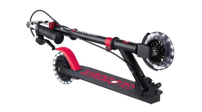Самокат GLOBBER серії FLOW ELEMENT JUNIOR LIGHTS, чорно-червоний, колеса з підсвічуванням, 3+ 4