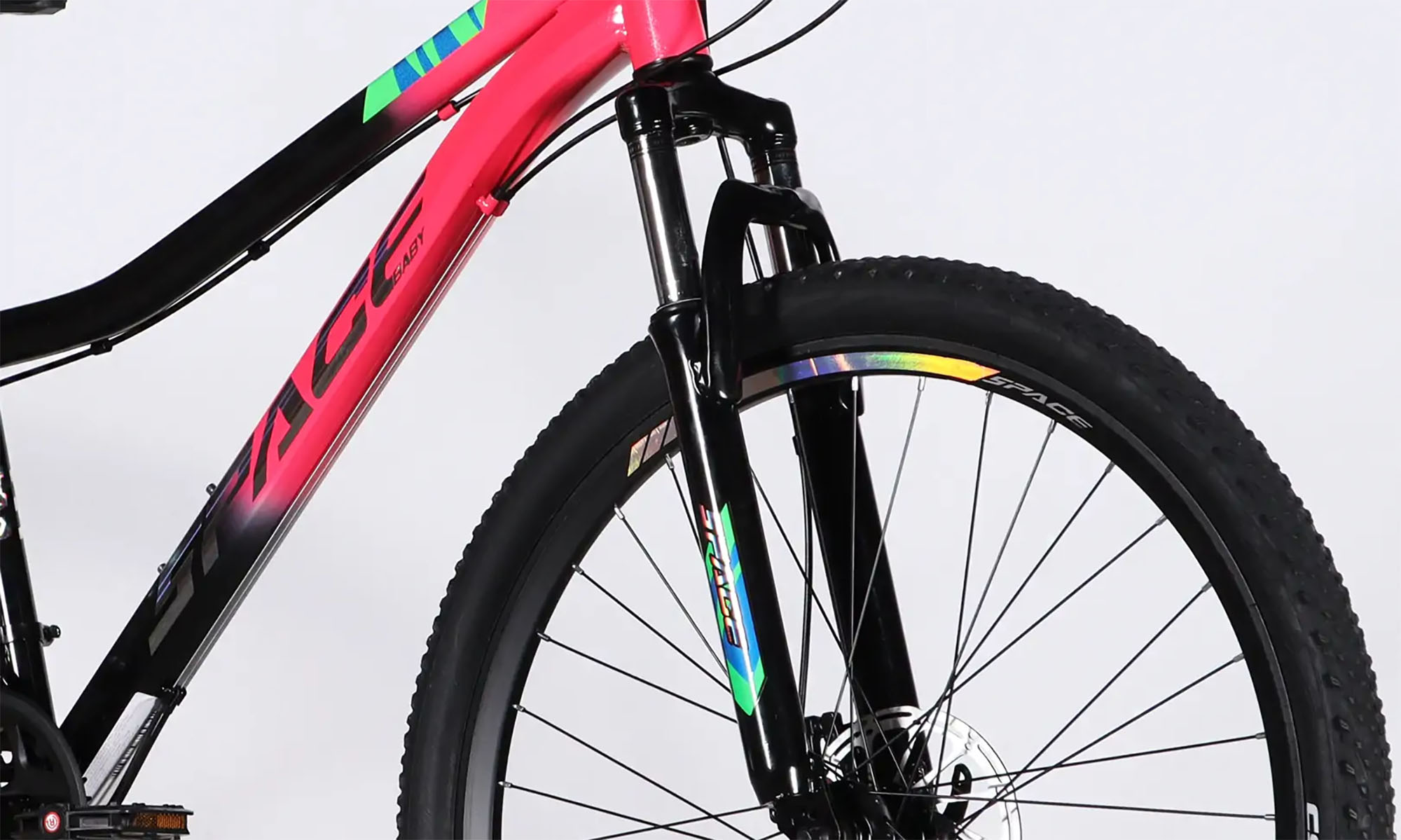 Велосипед SPACE AURORA DD FR 27.5", размер S рама-15", год 2026, розово-черный 2 Велосипед SPACE AURORA DD FR 27.5", размер S рама-15", год 2026, розово-черный 2