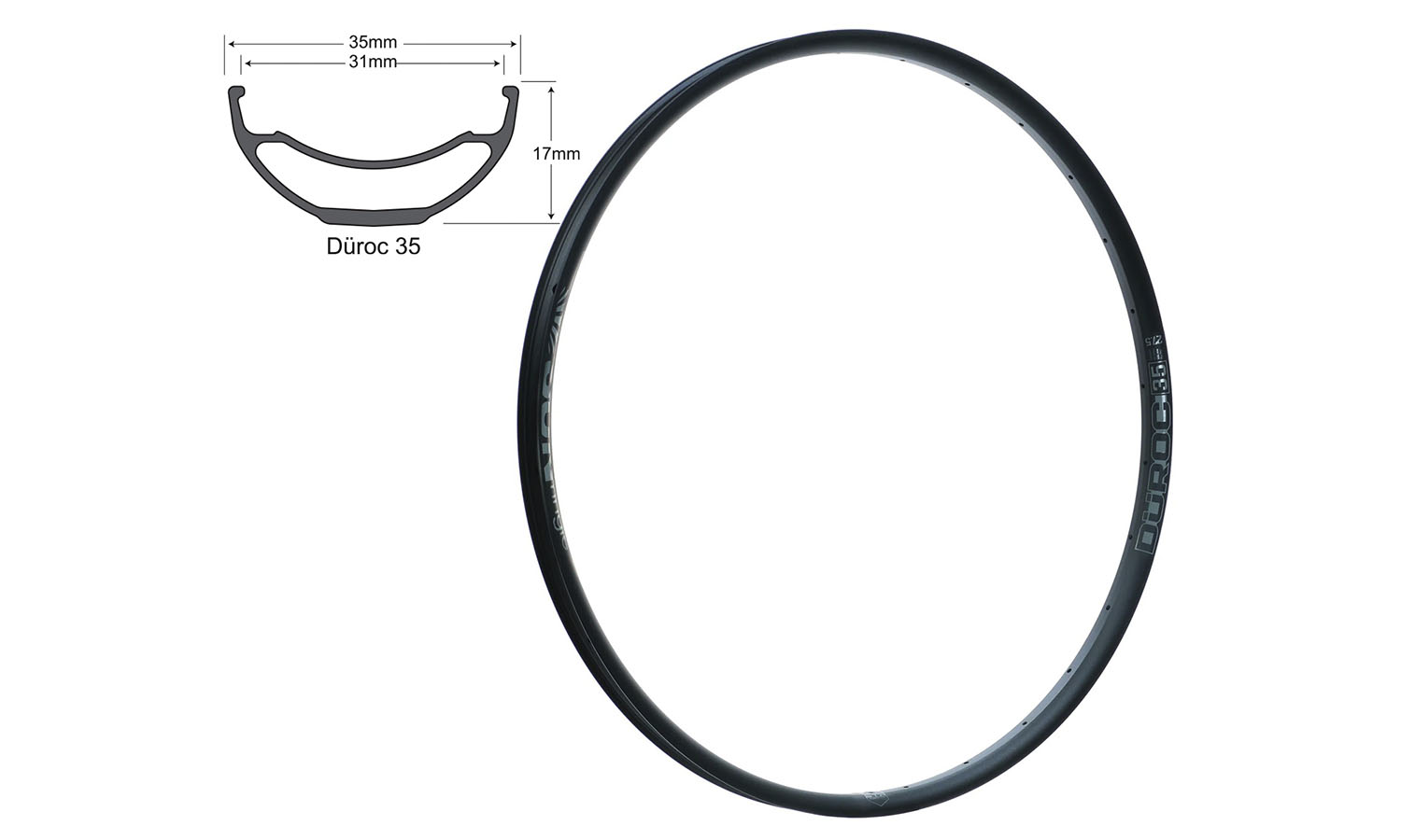 Фотография Обод SUNringlé Duroc 35 27,5" 32 отв, черный, сварной, tubeless ready