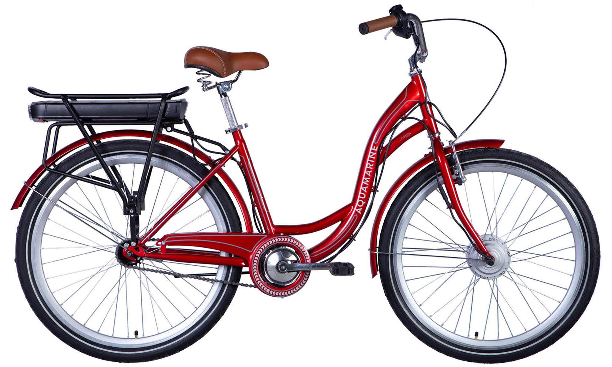 Велосипед з електроприводом Dorozhnik eAQUAMARINE BH 26", розмір M, рама-17", 36B, 13А*г, 500Вт, рік 2026, бордовий 