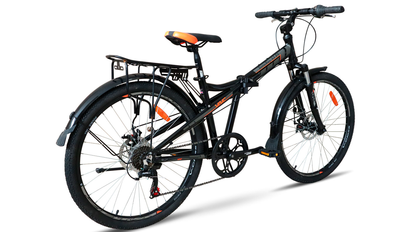 Фотография Велосипед складной VNC TerraWay A3 FS 26" размер S 2023 Черно-оранжевый 2
