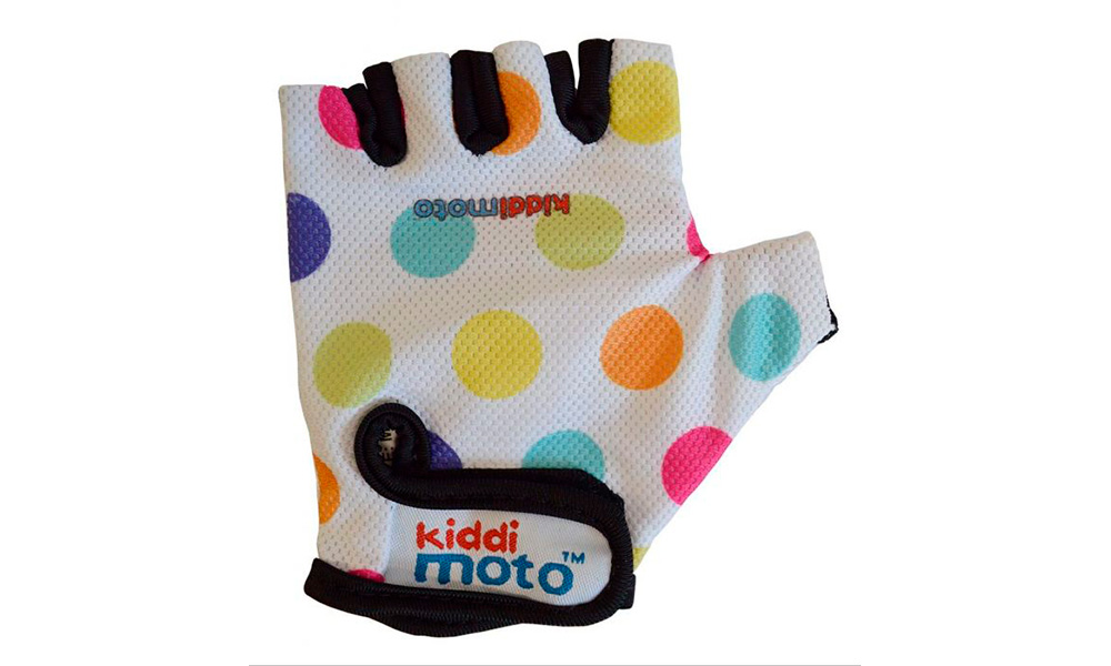 Перчатки детские Kiddimoto белые в цветной горошек  