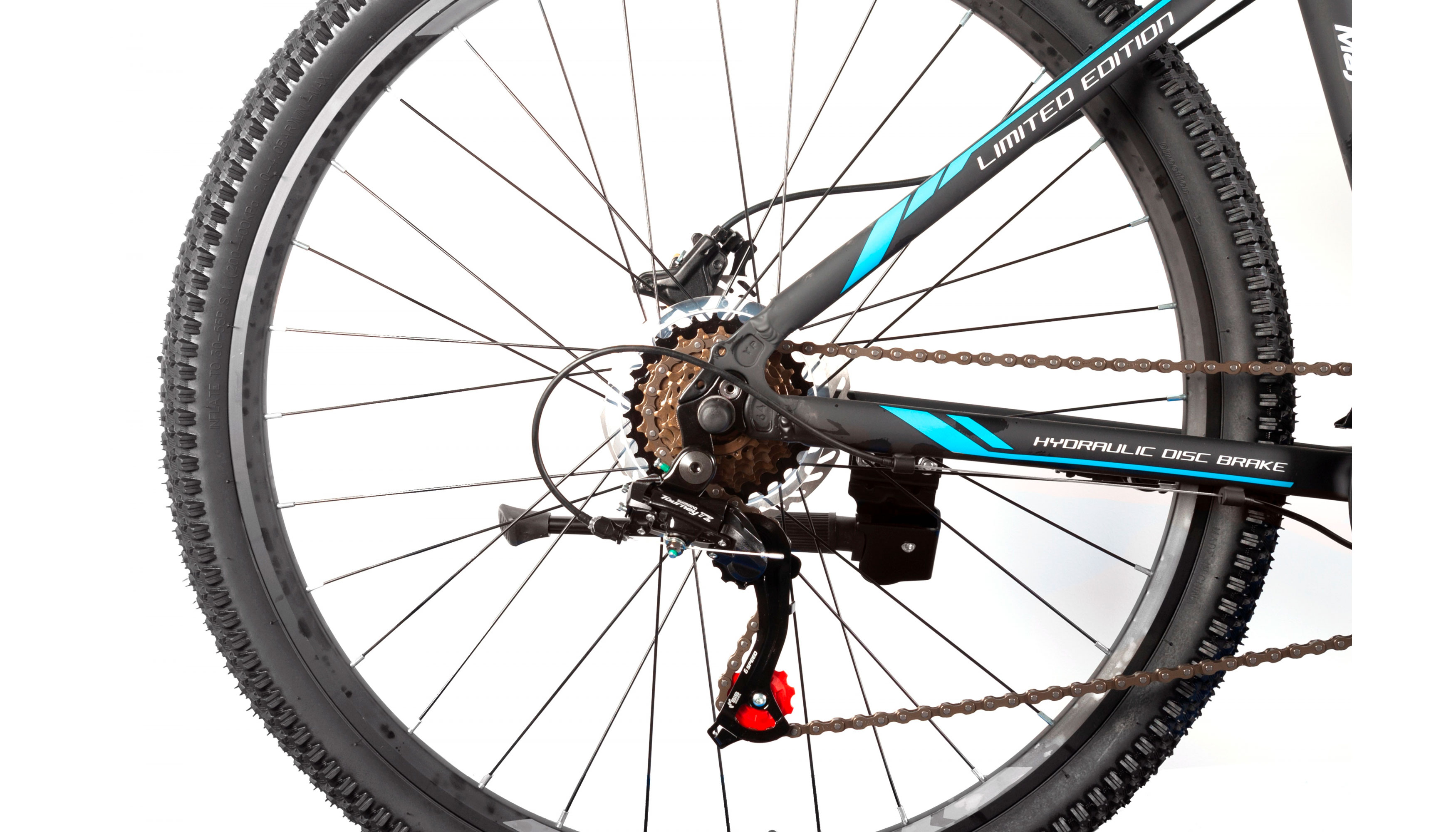 Фотографія Велосипед Trinx M100 Elite Mages 27.5" розмір S рама 16 2022 Matt-Black-White-Blue 6