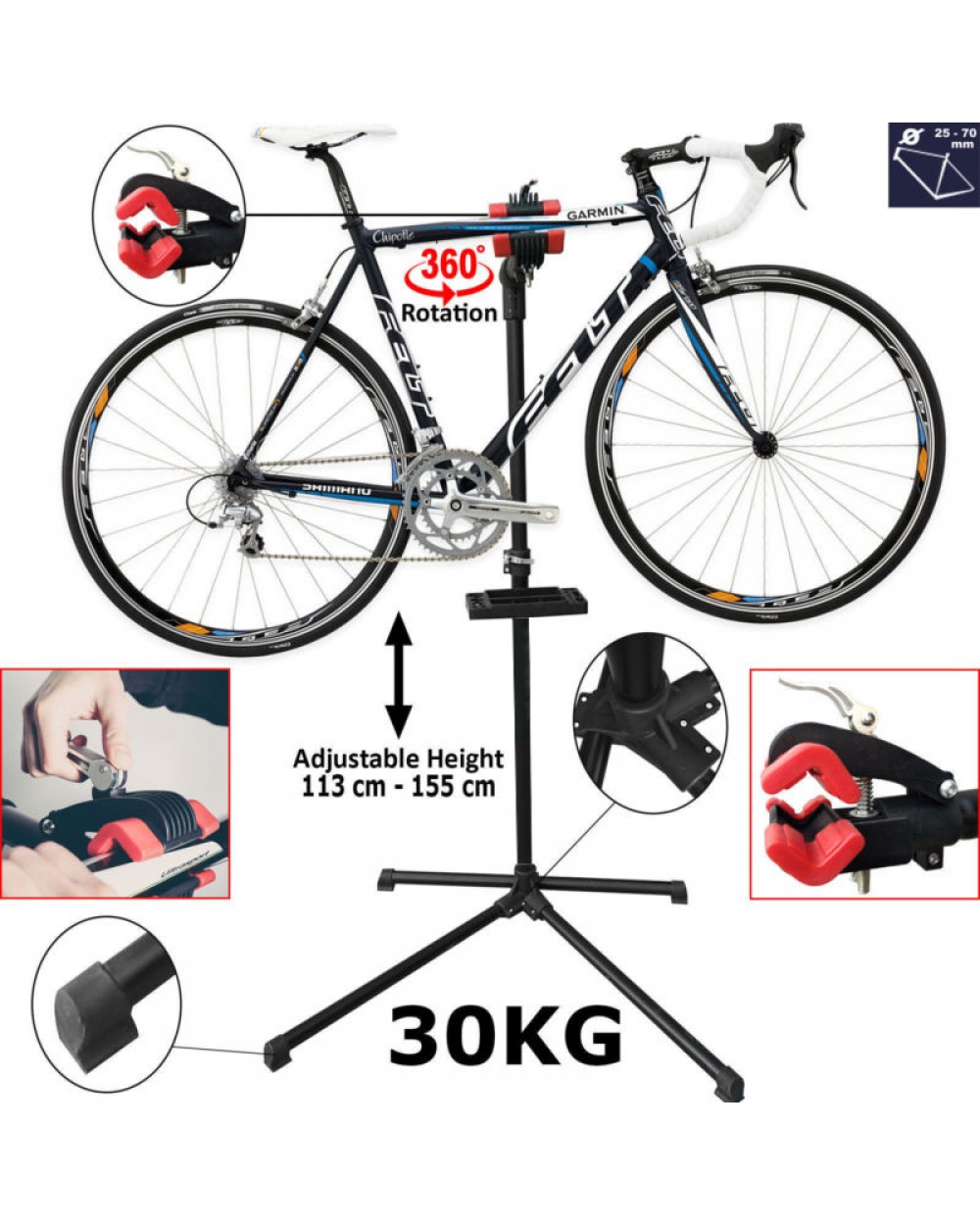 Стойка складная для велосипеда Bike Repair Stand с полкой, сталь, черная 7