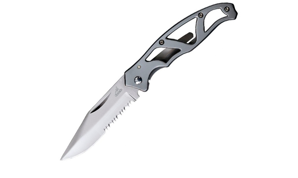 Фотография Складной нож Gerber Paraframe Mini, серрейторное лезвие, серебристый