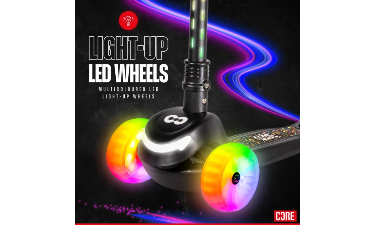 Самокат дитячий Core Spark LED чорний 4