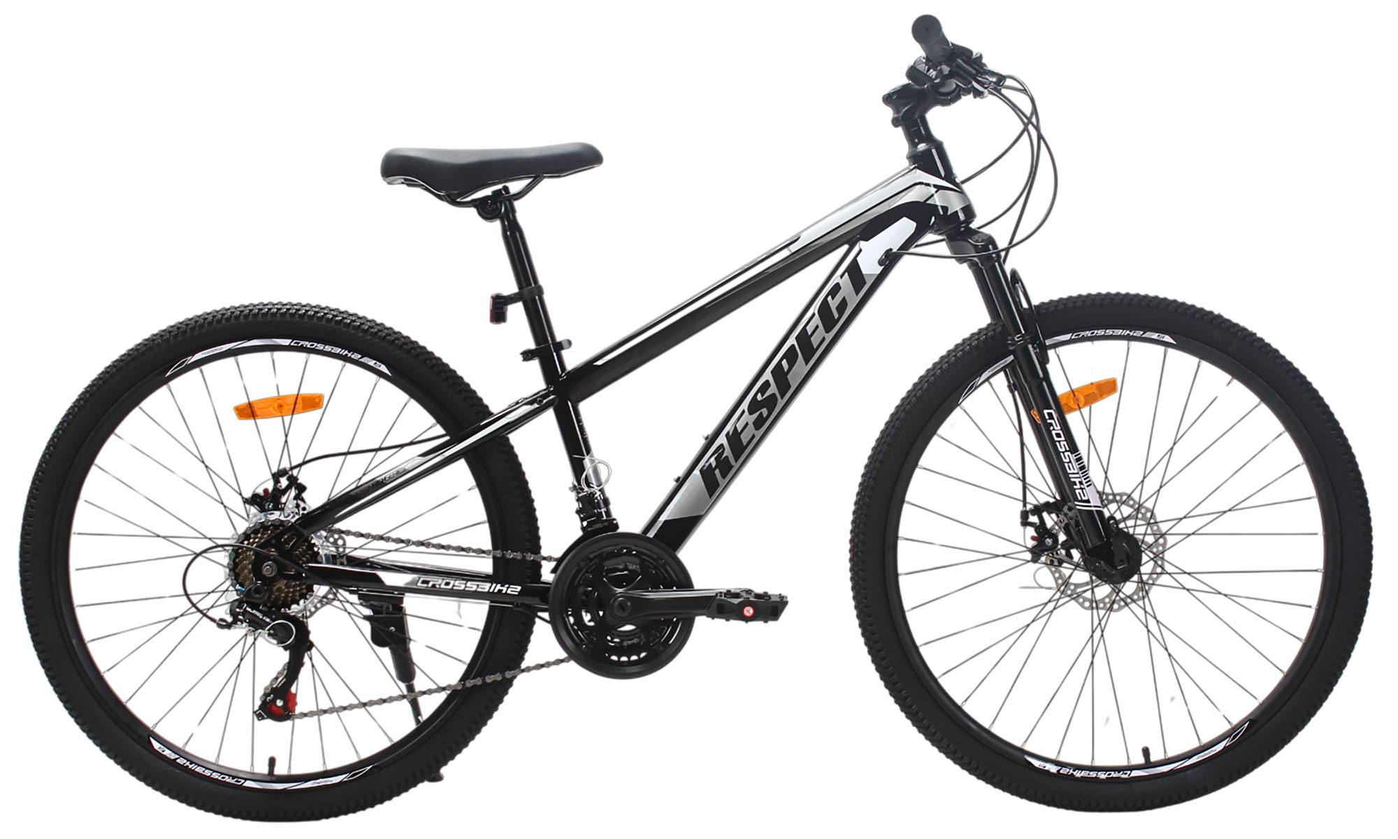 Велосипед CrossBike RESPECT 26", розмір XS, рама 13", рік 2026, Чорний-Сірий 