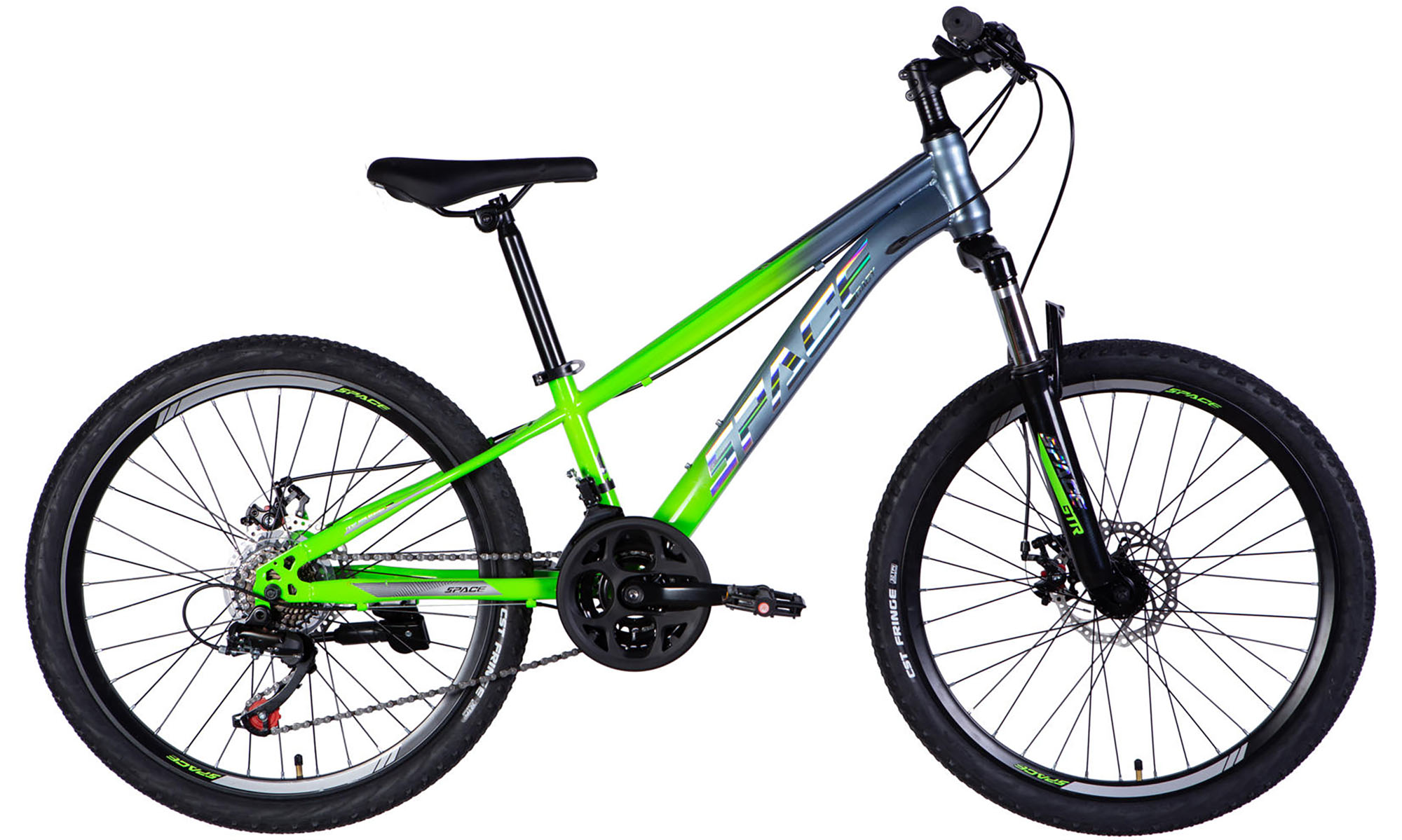 Велосипед SPACE MARS DD FR 24", размер XXS рама-11", год 2026, зелено-серебристый 3