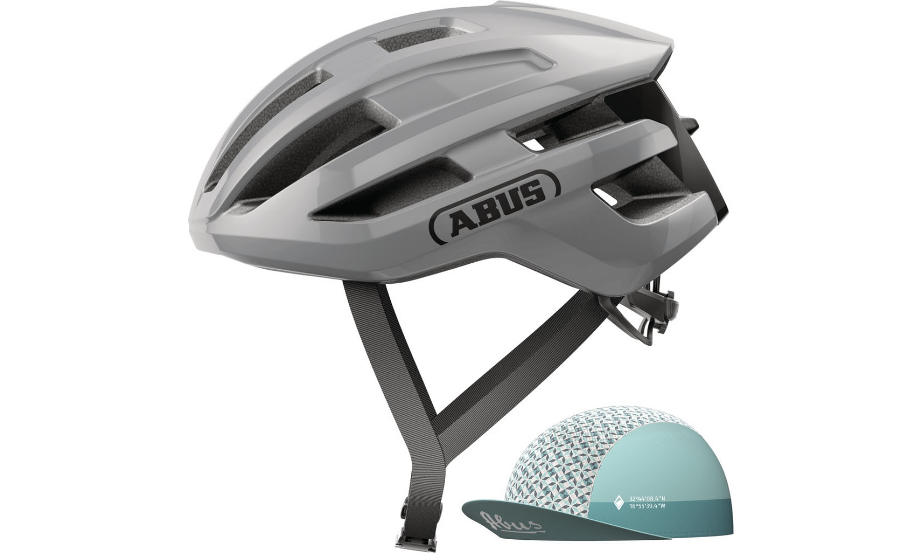 Велошолом спортивний ABUS POWERDOME ACE Race Grey, розмір L (57-61 см), сірий 