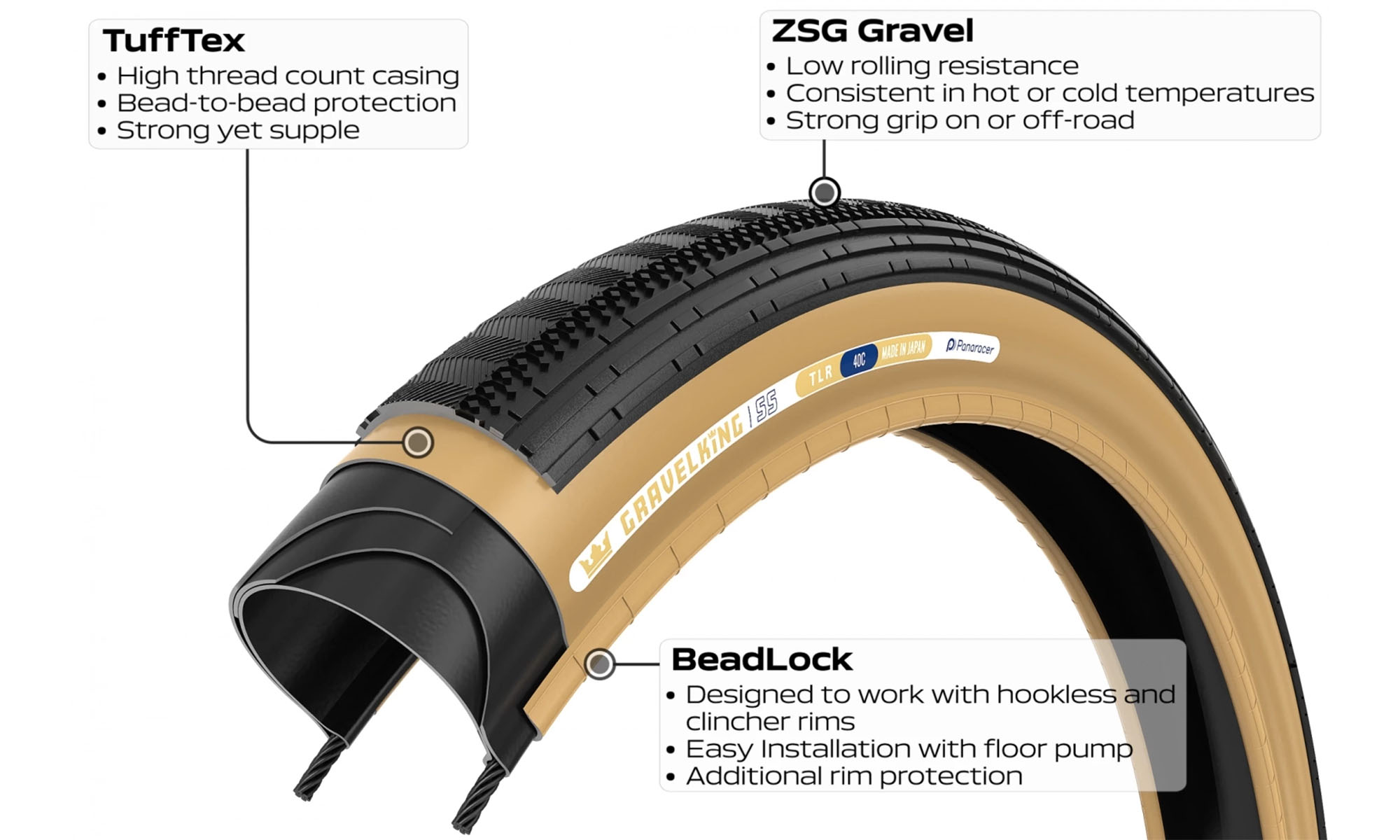 Покришка Panaracer GRAVELKING SS (Gen2), 27.5x1.75 650x43B (43-584), Folding TLR 120TPI, чорно-коричнева 2
