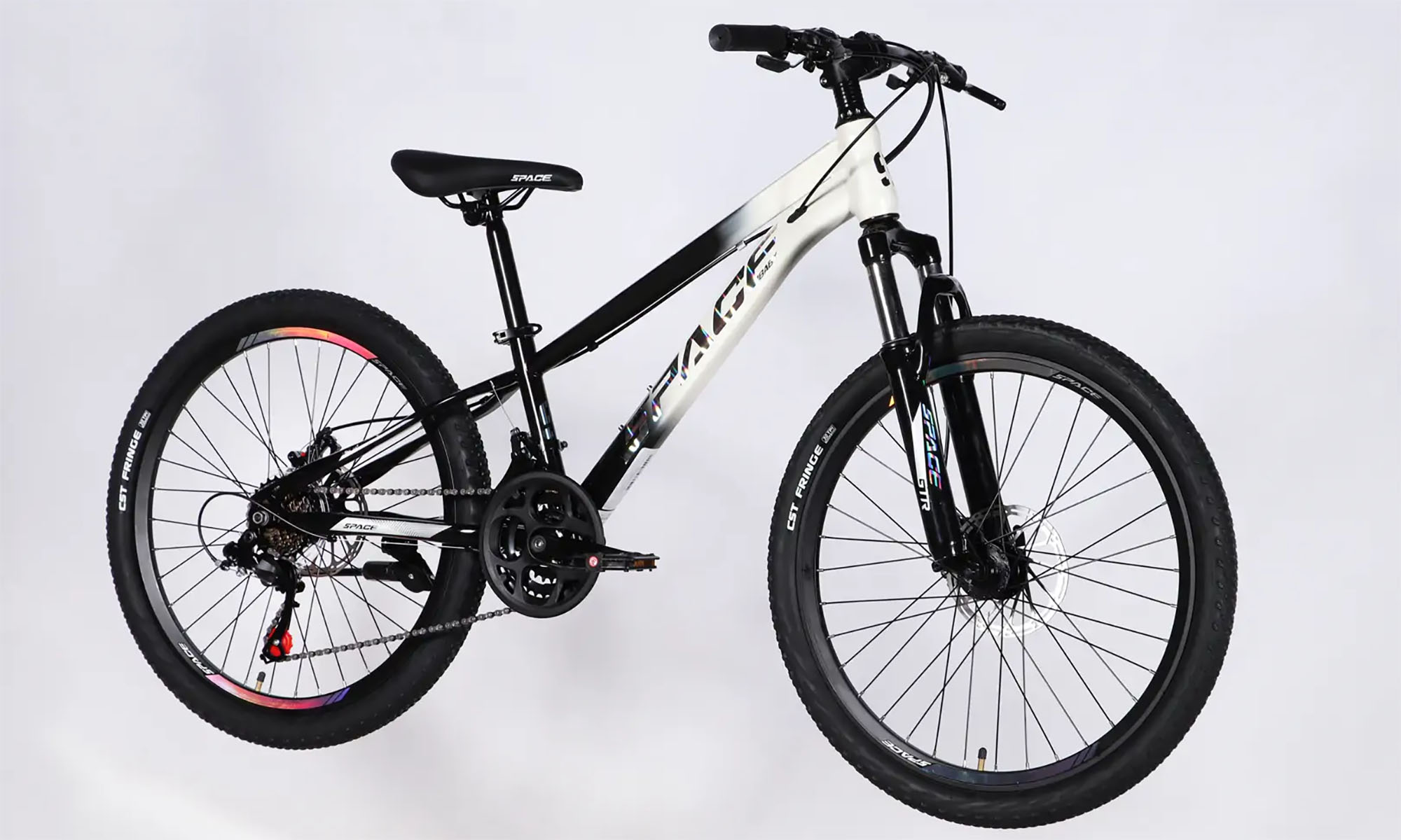 Велосипед SPACE MARS DD FR 24", размер XXS рама-11", год 2026, черный с белым 5 Велосипед SPACE MARS DD FR 24", размер XXS рама-11", год 2026, черный с белым 5