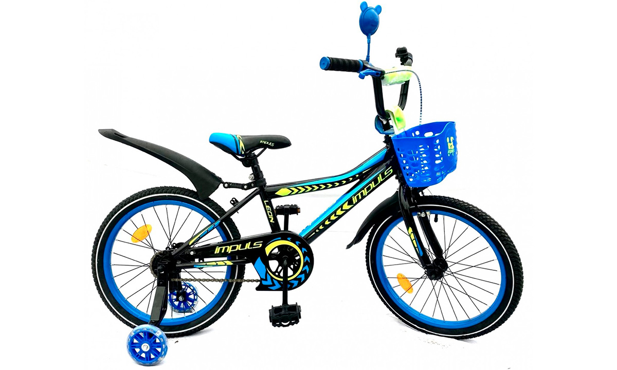 Фотография Велосипед Impuls Kids 18" с корзиной (2021) 2021 Черно-салатовый