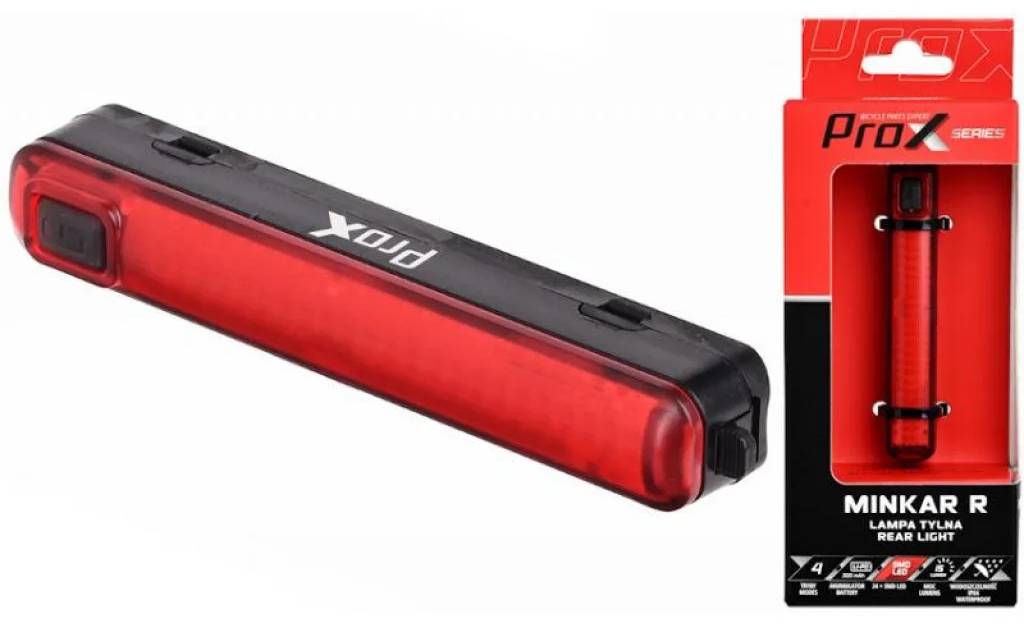 Фотографія Фонарь задний ProX Minkar 24/Smd Led 30LM, 300mAh USB-C черный-красный 2