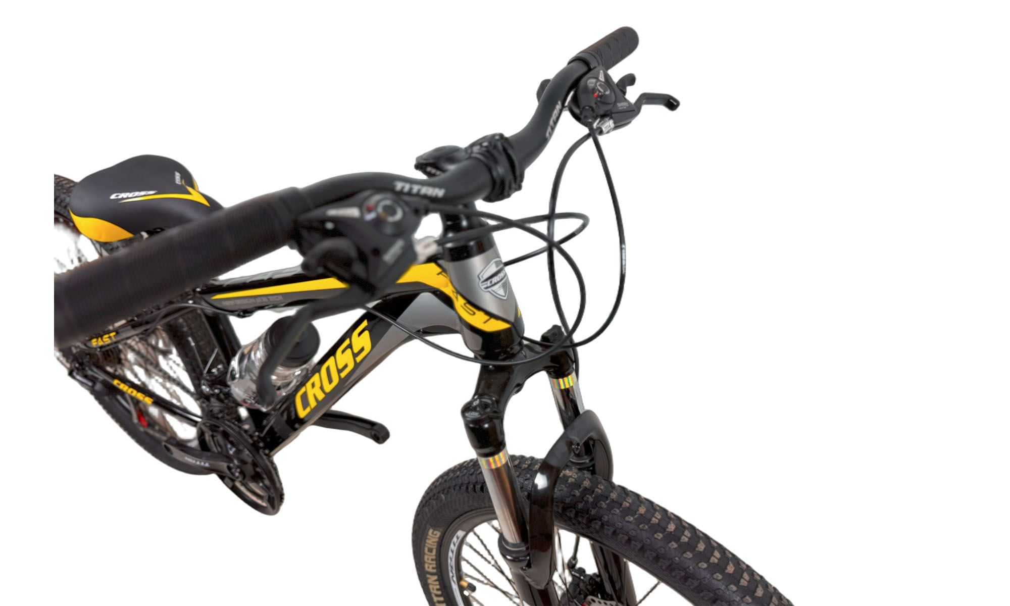 Велосипед Cross FAST 24", размер XXS, рама 12", год 2025, Черный-Желтый-Белый 4