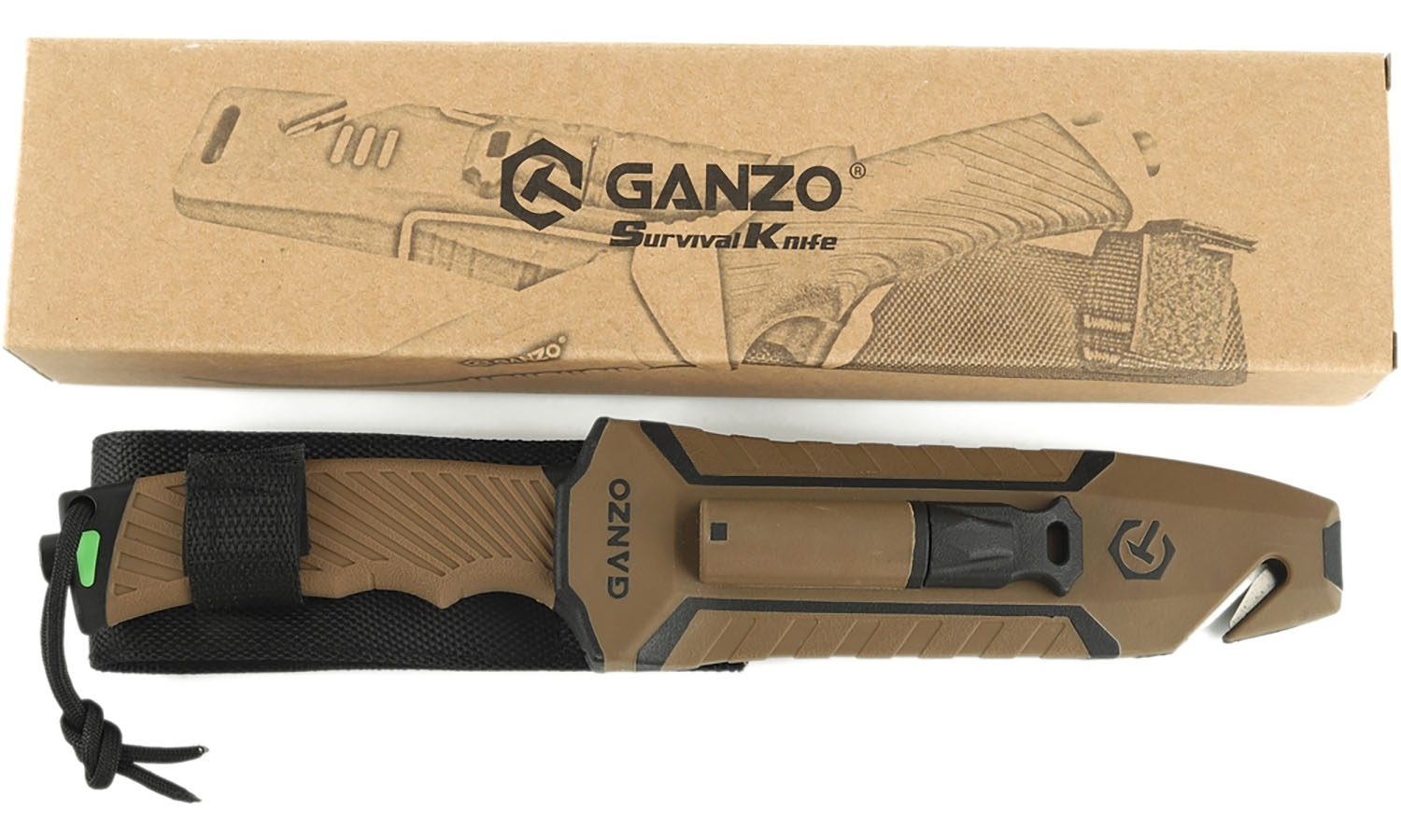 Ніж Ganzo G8012V2-DY коричневий (G8012V2-DY) з паракордом 2