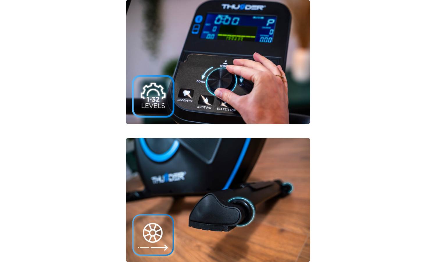 Велотренажер электромагнитный TRIX THUNDER черно-синий 4