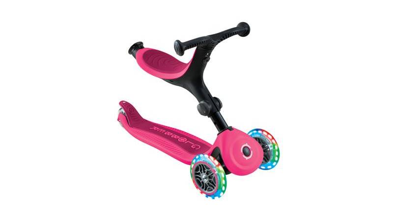 Самокат GLOBBER GO UP ACTIVE со светящимися колёсами, розовый, 1+ 2
