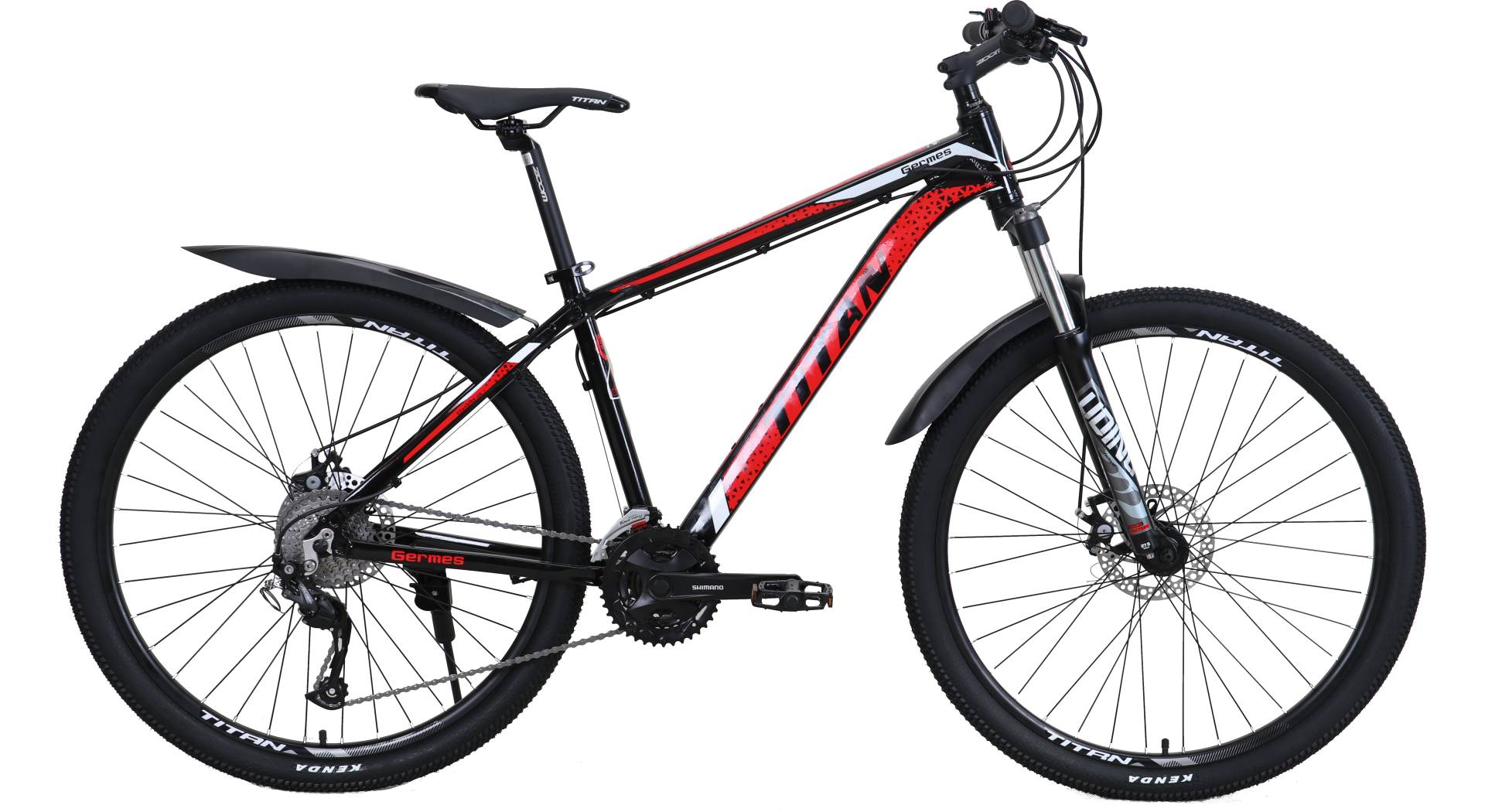 Фотография Велосипед Titan Germes V2 27.5", размер L рама 20" (2024), Черный-Красный