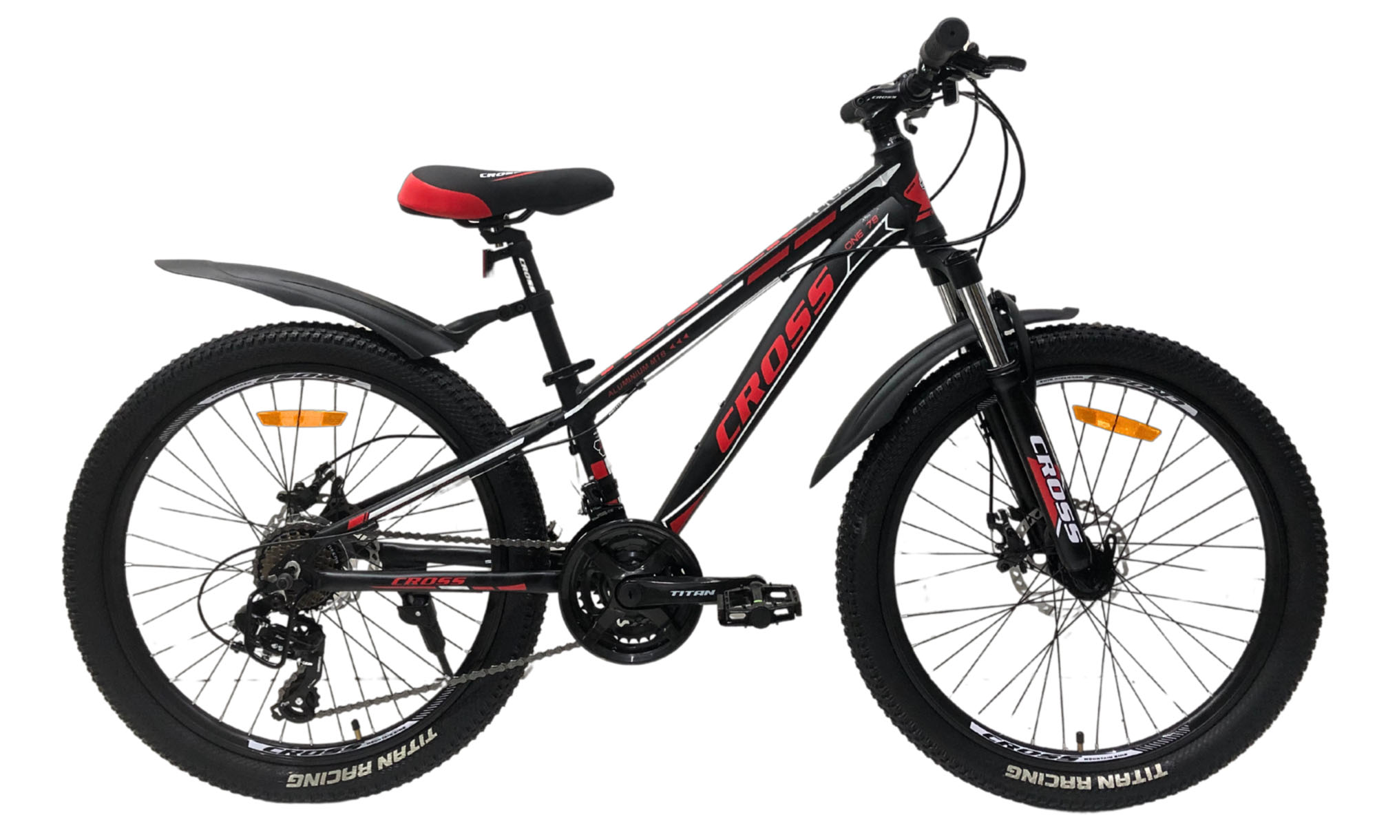 Велосипед Cross Hunter 24", размер XS, рама 12.5", 2025, Черный-Красный 2
