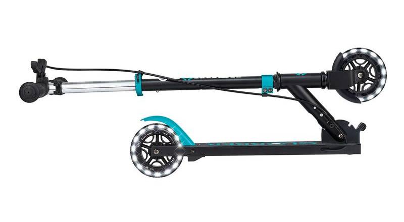 Фотография Самокат GLOBBER серии FLOW ELEMENT JUNIOR LIGHTS, черно-бирюзовый, колеса с подсветкой, 3+ 7