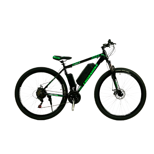 Фотография Электровелосипед CrossBike Everest 29", размер XL рама 21", Черно-зеленый