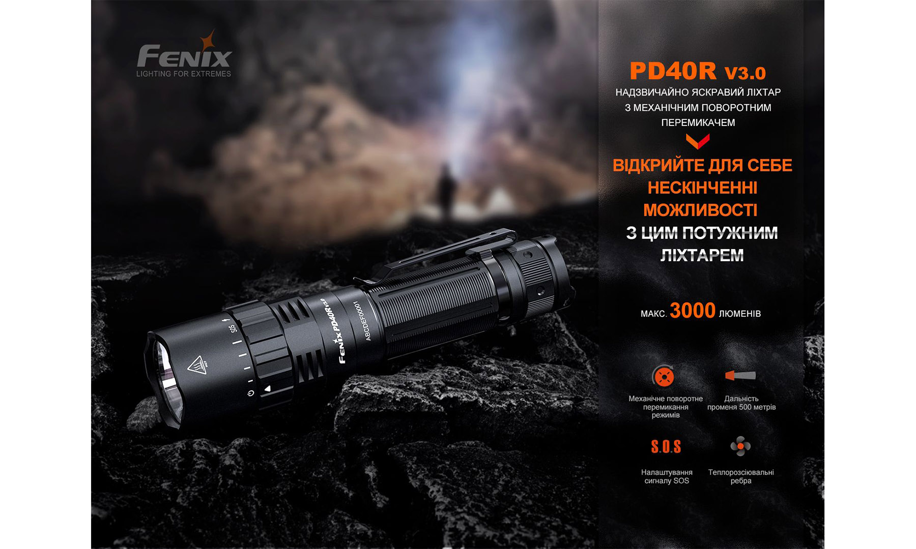 Фонарь ручной Fenix PD40R V3.0, 3000 lm 3