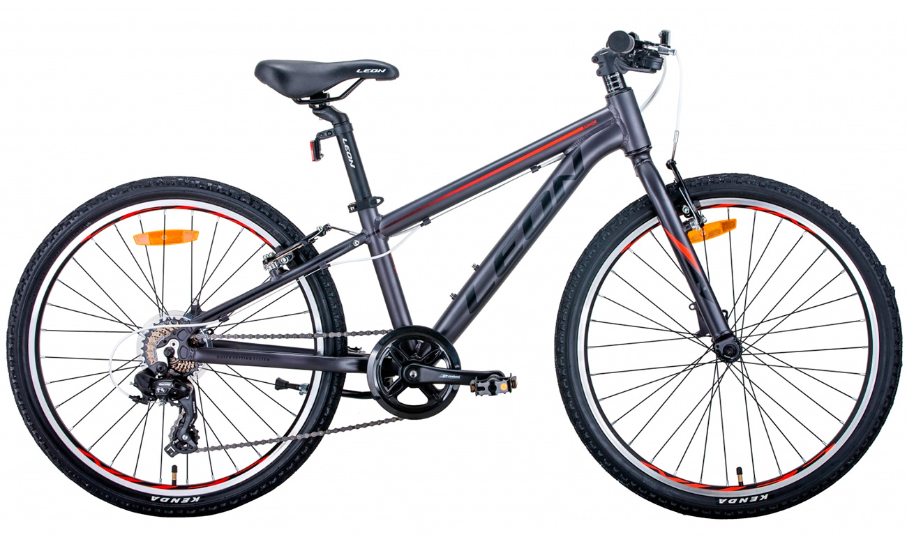 Велосипед Leon JUNIOR Vbr 24" (2021) 2021 Сіро-червоний 2