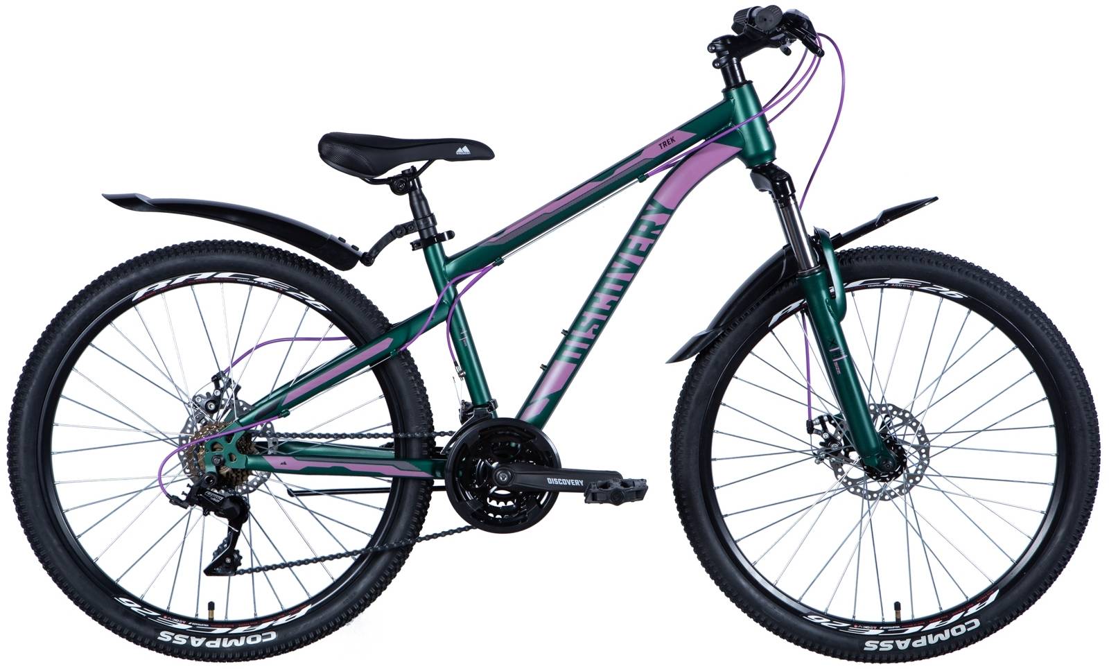 Фотографія Велосипед Discovery TREK AM DD 26" розмір S рама 15 2024 Зелено-рожевий