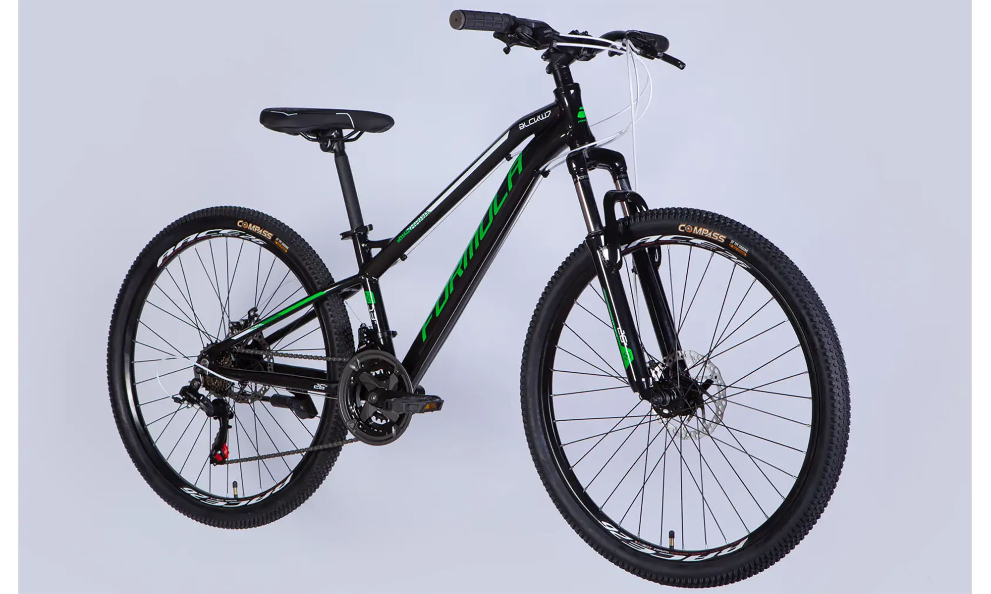 Велосипед Formula BLACKWOOD DD FR, 26", размер XS, рама 13", год 2026, черный с зеленым 5