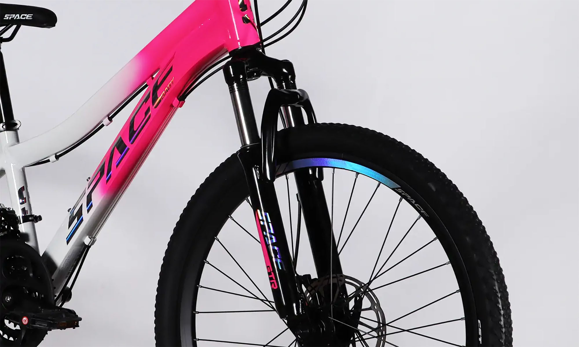 Велосипед SPACE IZIDA DD FR, 24", розмір XXS, рама-11", рік 2026, рожево-білий 2 Велосипед SPACE IZIDA DD FR, 24", розмір XXS, рама-11", рік 2026, рожево-білий 2