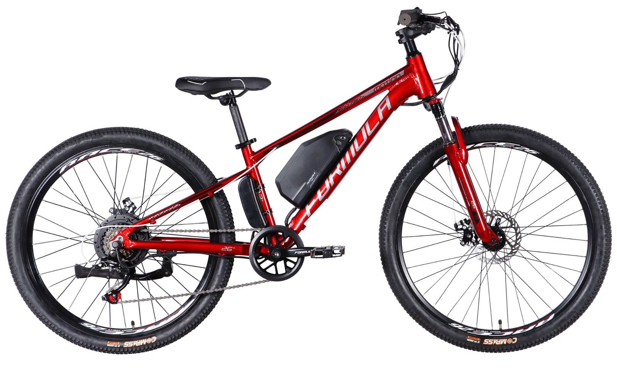 Велосипед с электроприводом Formula eMOTION DD FR 26", размер XS, рама-13", 36B, 10А*ч, 500Вт, год 2026, червоно-сріблястий