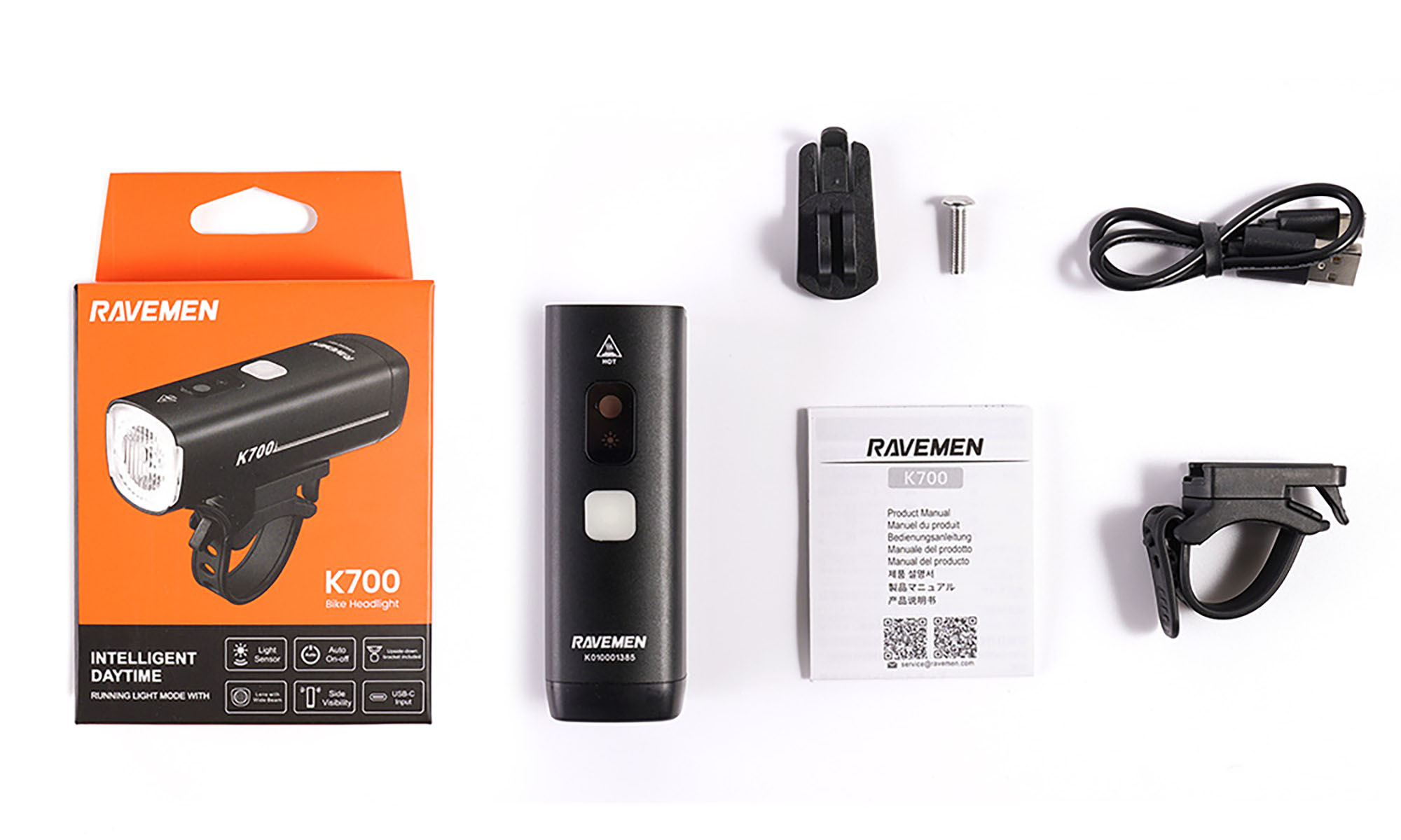 Велосипедна фара Ravemen K700 (700 lm, 2200 mAh) з датчиком освітленості 2 Велосипедна фара Ravemen K700 (700 lm, 2200 mAh) з датчиком освітленості 2