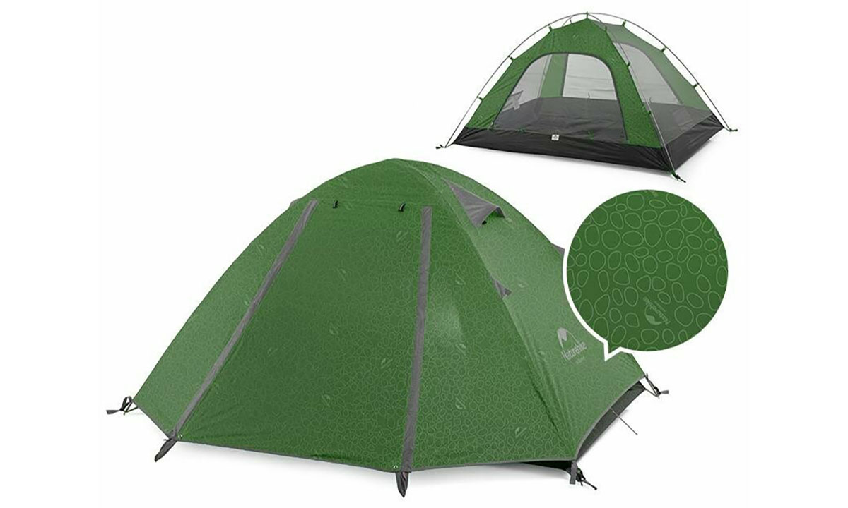 Фотография Палатка четырехместная Naturehike P-Series IV (NH18Z044-P), 210T65D, темно-зеленая