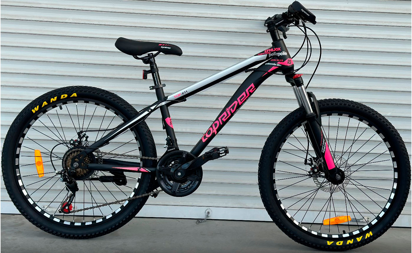 Фотография Велосипед Toprider Listers 611 24" размер XXS 2023 Черно-розовый