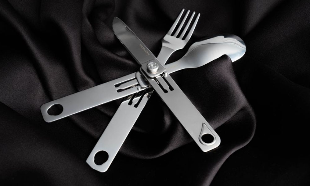 Фотография Набор столовых приборов Roxon C1 3 in1 (ложка, вилка, нож), серый 8