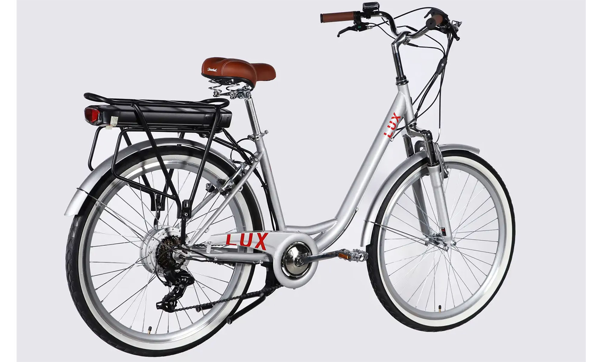 Велосипед с электроприводом Dorozhnik eLUX Vbr FR 26", размер M. рама-17", 36B, 13А*ч, 500Вт, год 2026, серебристый 5