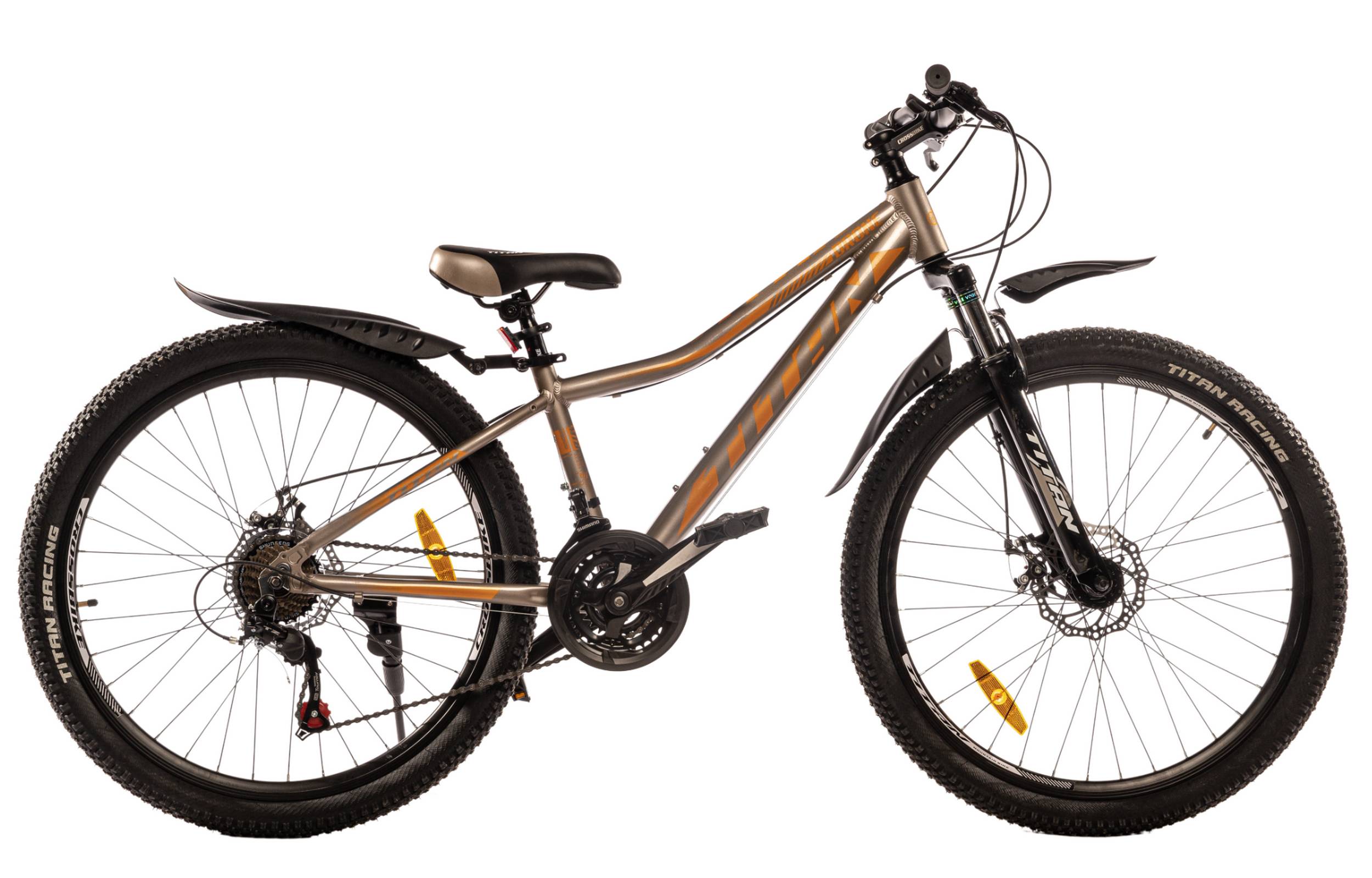 Фотографія Велосипед Titan DRONE 26" розмір XS рама 13 2022 Сіро-жовтогарячий