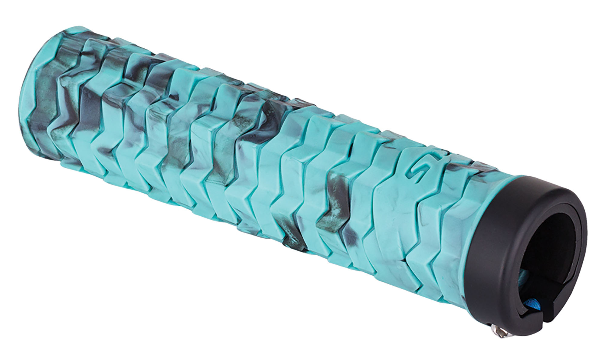 Ручки на руль с одним замком KLS Poison LockOn бирюзовый/черный Ручки на руль с одним замком KLS Poison LockOn бирюзовый/черный