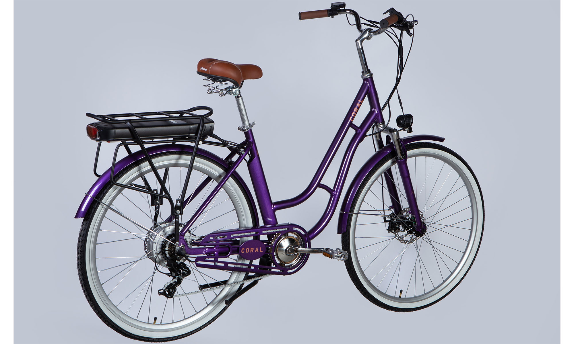 Велосипед с электроприводом Dorozhnik eCORAL DD FR 28", размер L, рама-19", 36B, 12.5А*ч, 500Вт, год 2025, фиолетово-синий 4